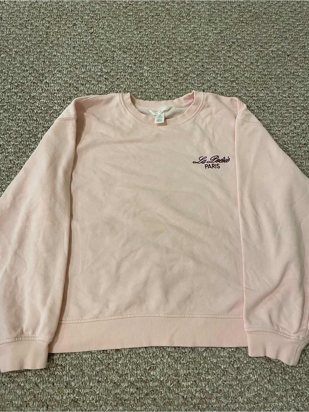 H&M Pale Pink Crewneck Sweatshirt with Script Logo